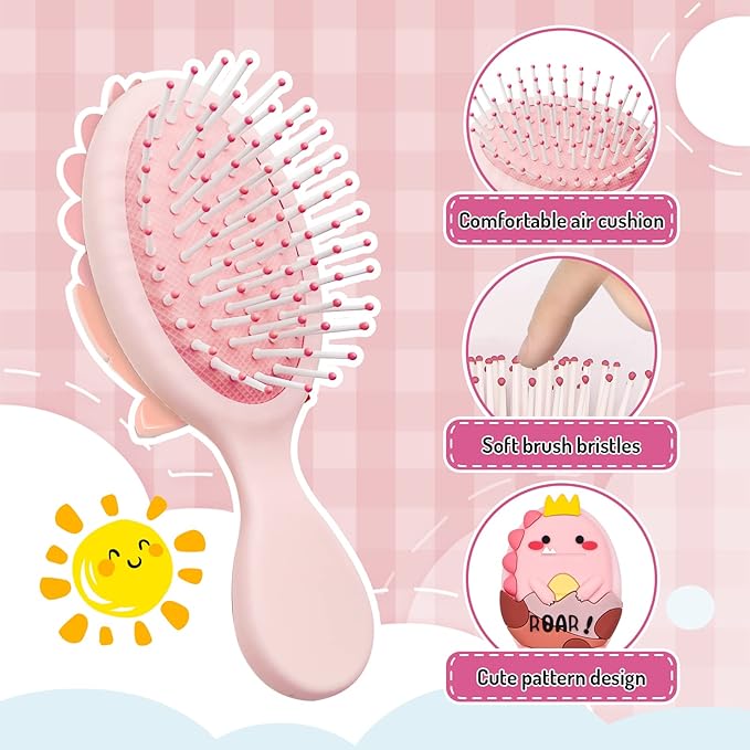 Toddler Detangler Massage Hair Brush with Air Cushion for Thin Kids Hair - Pink