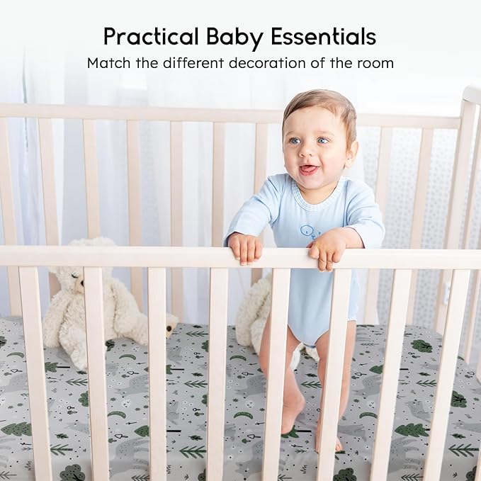 Yoofoss Baby Crib Sheets for Boys Girls, Fitted Crib Sheet 2 Pack for Standard Crib and Toddler Mattress, Super Soft Microfiber Baby Sheet 28x52x8in(Fox)