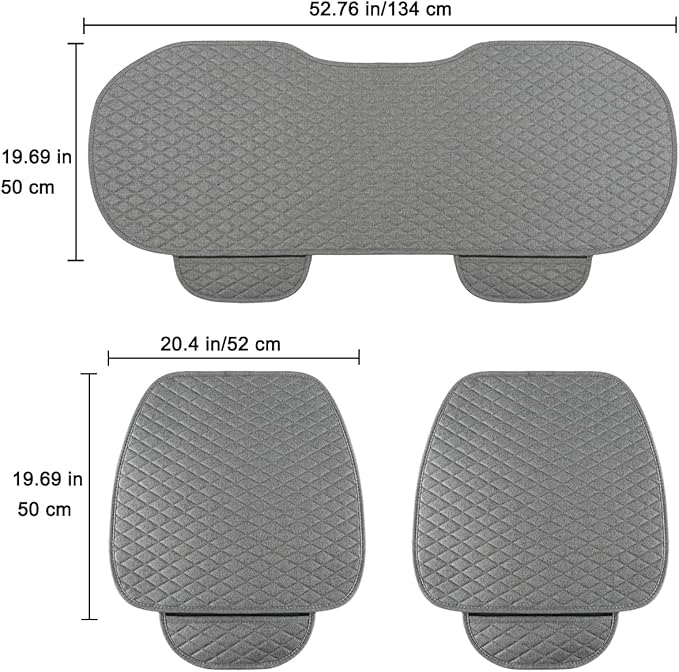 West Llama Linen Car Seat Covers,Bottom Seat Covers for Cars Include 1 Pair Front Driver Seat Pad Mat and 1 Rear Bench Cover Universal Fits 90% Vehicles,SUVs,Cars,Sedans(3Piece-Gray)