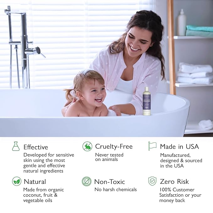 SoCal Suds & Company - Organic Baby & Kids Conditioner - Gentle Natural Ingredients, Vitamin Rich Organic Oils for Babies and Kids Sensitive Scalp - Lavender, 12oz - 2 Pack