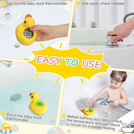Rechargeable Baby Bath Thermometer Duck Digital Floating Shower Thermometer Fast Temperature Reading Safety Newborn Bath Time Toy by AXHHTVCGY