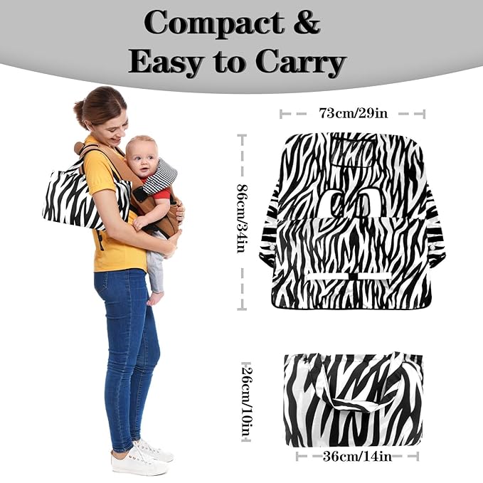 Shopping Cart Cover for Baby Girl Boy 2-in-1 High Chair Water Resistant High Chair Cover w/Phone Pouch Pocket Gender Neutral Cart Cover for Zebra Texture Babies Padded Grocery Cart Cover for Baby