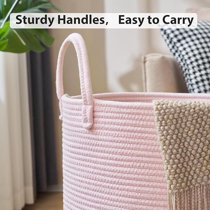 YOUDENOVA Laundry Hamper Basket, Woven 58L Tall Laundry Basket for Blanket Organizer- Nursery Hamper for Bedroom And Bathroom Storage