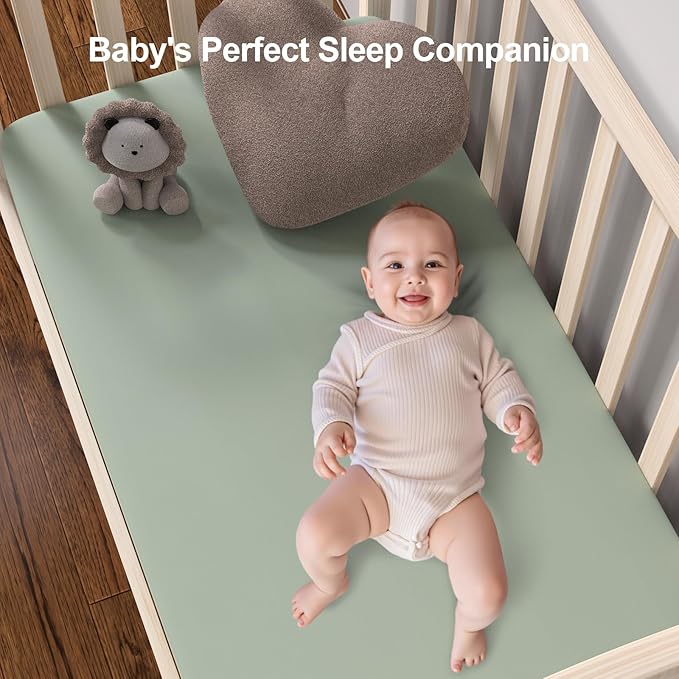 Baby Crib Sheets 2 Pack for Boys and Girls Fit for Standard Crib Toddler Mattress Breathable Soft Microfiber Baby Sheet 28x52x8 in (Dumbo & Green)