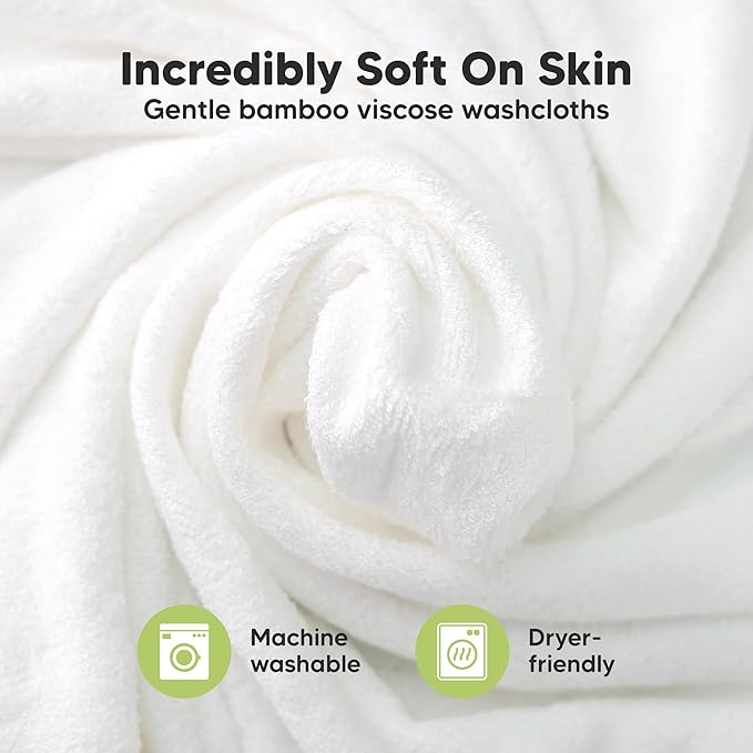 6-Pack Soft Baby Washcloths, Viscose from Bamboo - Kids, Newborn Bath Towels, Infant Shower, Toddler Reusable Face Towel, Gentle on Skin, Face Wash Cloths for Babies, 10x10 (Verde)