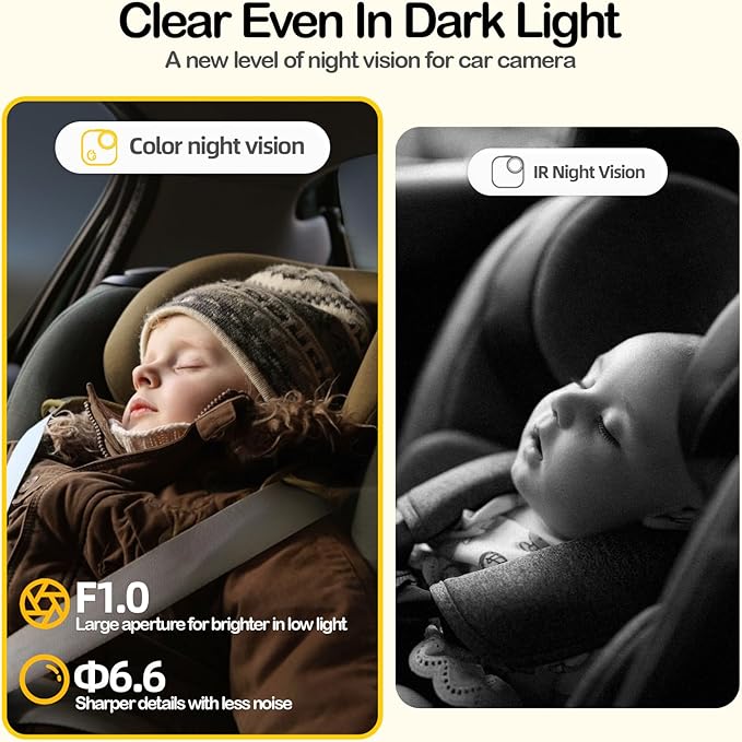 Ellie Baby Car Monitor, 2K UHD Backseat Monitor with Color Night Vision, Face Tracking, Dual Display for 2 Kids, Wide View Car Baby Camera, Smart Video Capture & App Control