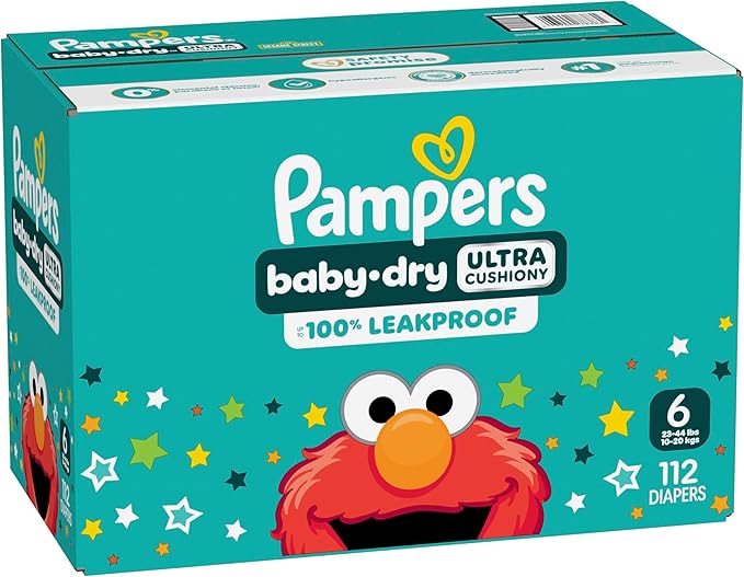 Pampers Diapers - Baby Dry - Size 6, 112 Count, Absorbent Disposable Infant Diaper (Packaging May Vary)