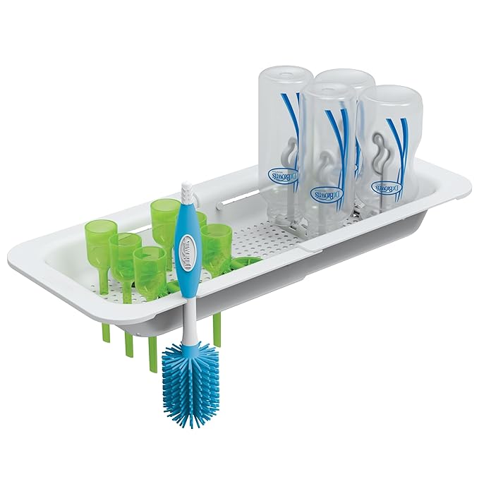 Dr. Brown's Sink Caddy for Baby Bottles and Parts with Two Brush Holders, Over The Sink Kitchen Storage, Drying Rack, and Organizer, BPA-Free