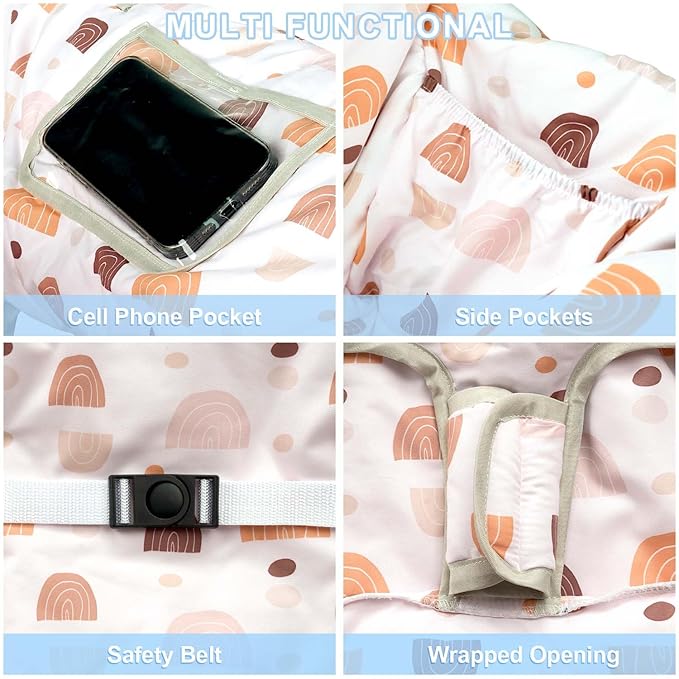 Shopping Cart Cover for Baby 2-in-1 High Chair Cover with Safety Harness Multifunctional Boho Pattern Cart Covers for Babies Soft Padded Grocery Cart Cover for Baby Boy Girl