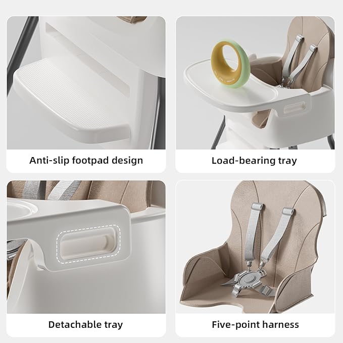 Portable Baby Highchair for Months Infants and Toddlers with 5 Point Harness Convertible Comfortable Seat for Cozy Eating Table Sit Up High Chair and Seats for Sitting Up Back Booster Feeding Chairs