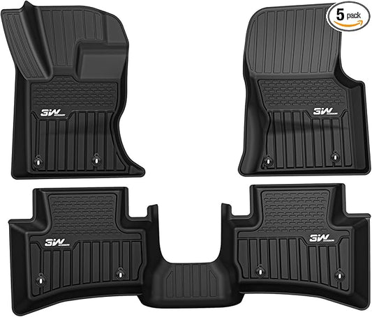 3W Floor Mats Fit 2017-2025 2026 Range Rover Land Rover Velar/Jaguar F-Pace, TPE All Weather Custom Fit Floor Liner for Range Rover Velar 1st and 2nd Row Full Set Car Liners Black