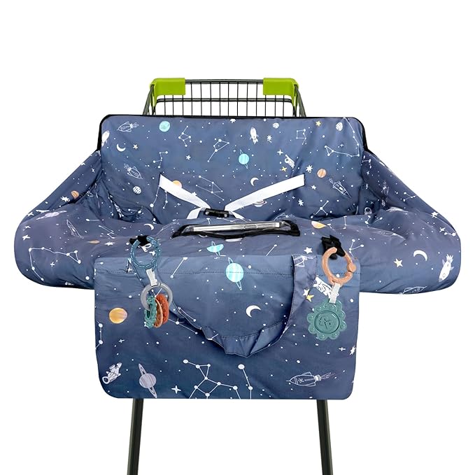 Grey Shopping Cart Cover for Baby 2-in-1 High Chair Cover with Safety Harness Multifunctional Dog Pattern Cart Covers for Babies Soft Padded Grocery Cart Cover for Baby Boy Girl