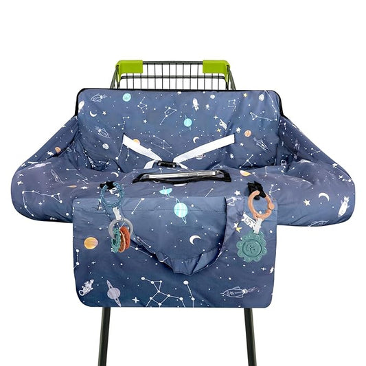 Grey Shopping Cart Cover for Baby 2-in-1 High Chair Cover with Safety Harness Multifunctional Dog Pattern Cart Covers for Babies Soft Padded Grocery Cart Cover for Baby Boy Girl