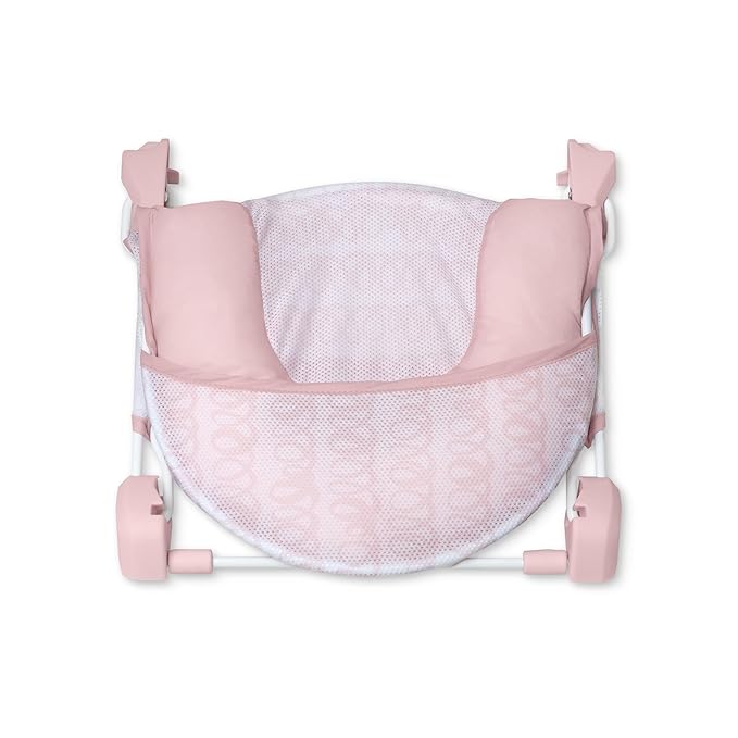 Ingenuity Foldaway 2-Position Bather, 2-Position Adjustable Support Baby Bath seat for Sink or Bathtub, Ages 0-6 Months, up to 20 pounds, Pink