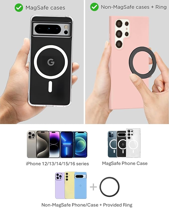 Magnetic Phone Holder for Stroller, Shopping Cart & Golf Push Cart | Handlebar Phone Mount for MagSafe | Strap with Strong Magnet for Mag Safe | Stroller Accessories for Uppababy, Nuna, Bugaboo...