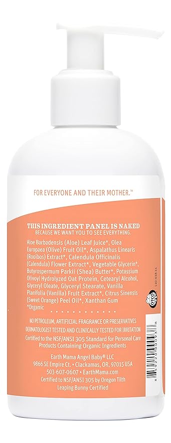 Earth Mama Sweet Orange Baby Lotion | Moisturizing Body Lotion for Dry Skin, Newborn Baby Lotion Sensitive Skin Care, Face Lotion for Babies & Kids with Shea Butter, Calendula & Aloe, 8 Fl Oz (2-Pack)