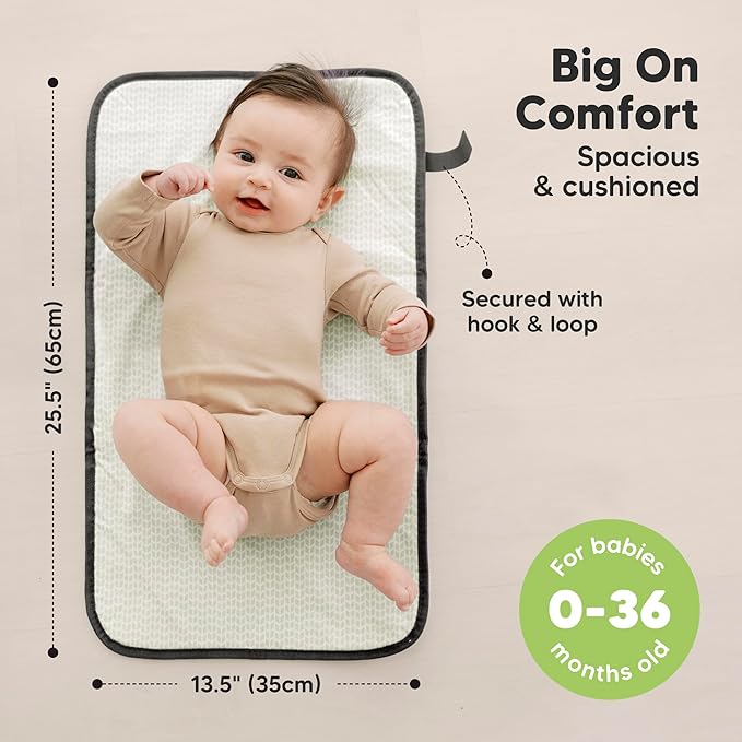 KeaBabies Portable Diaper Changing Pad, Easy Wipe Clean - Foldable Waterproof Baby Changing Mat for Diaper Bag, Compact, Lightweight, 25x13 Newborn, Infant, Baby Changer Travel Essential (Woods)