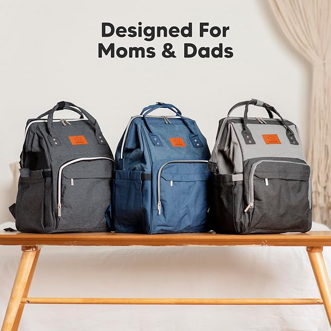 KeaBabies Baby Diaper Bag Backpack - Large Baby Bag for Boys, Girls, Waterproof Multi Function Travel Diaper Backpack with Changing Pad, Durable Travel Essentials for Moms and Dads (Rustic Red)