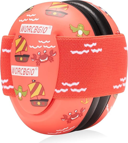 Infant Ear Protection Noise Cancelling Baby Ear Muffs, Toddler Hearing Protection with Adjustable Elastic Headband，Sailboat