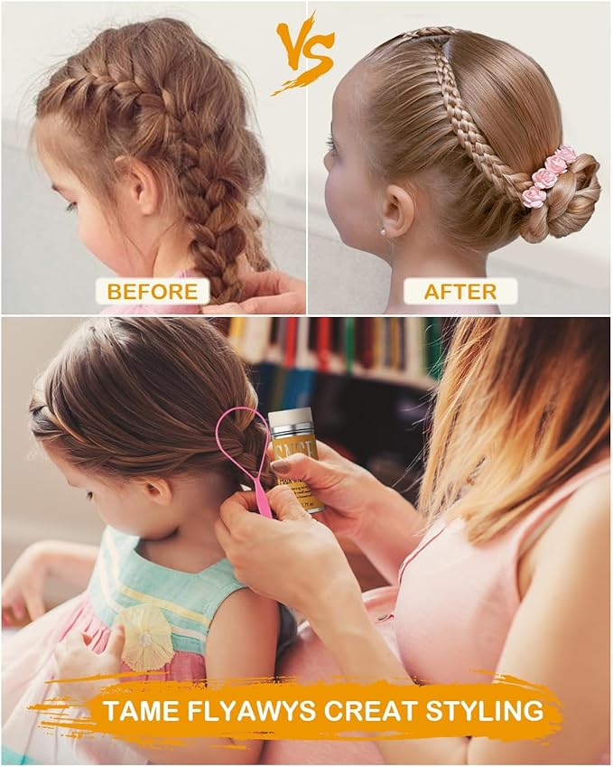 Rubber Bands with 4 Hair Styling Tools, 1000Pcs Elastic Girl Baby Hair Ties Mini Hair Bands with Hair Wax Stick - Tames Flyaways, Smooths Frizz, Sleek Ponytails Buns - Hair Accessories for Girls