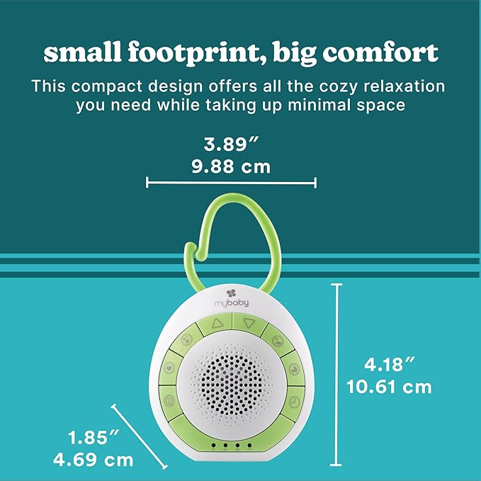 MyBaby Baby Sound Machine - White Noise Sound Machine for Baby, Travel, Nursery and On The Go - 4 Soothing Sounds, Integrated Clip, Small and Lightweight - Great for Baby Registry Gift