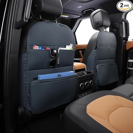 Seat Back Protector,Preventing the Impact of Children Stepping on the Seat Backrest,Beautiful appearance and easy to clean,black (Blue-2 pcs)