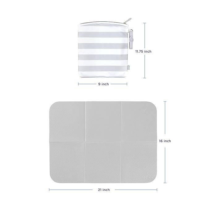 Ubbi On-the-Go Changing Mat with Carrying Bag, Soft and Comfortable Diaper Bag Accessory Must Have for Newborns, Easy to Clean, Portable Changing Pad, Gray