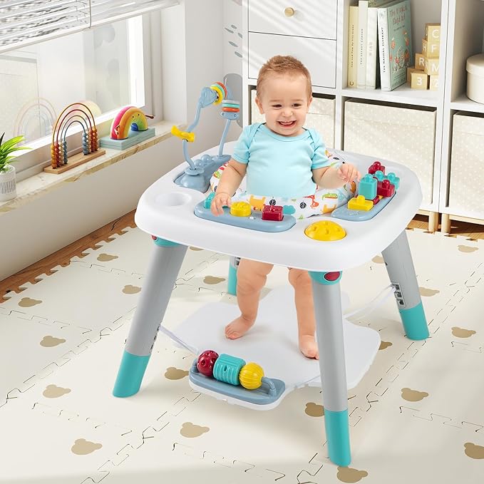 BABY JOY 6-in-1 Baby Activity Center, Baby Jumper & Interactive Play Table with 360° Rotating Seat, Detachable Toys & Music, Montessori-Inspired Design, Activity Center for Infant Toddlers 6-36 Months
