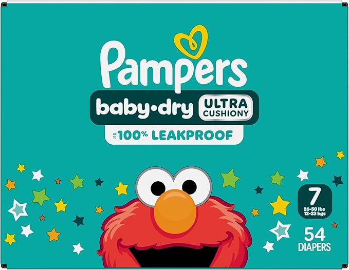 Pampers Diapers - Baby Dry - Size 7, 54 Count, Absorbent Disposable Infant Diaper (Packaging May Vary)