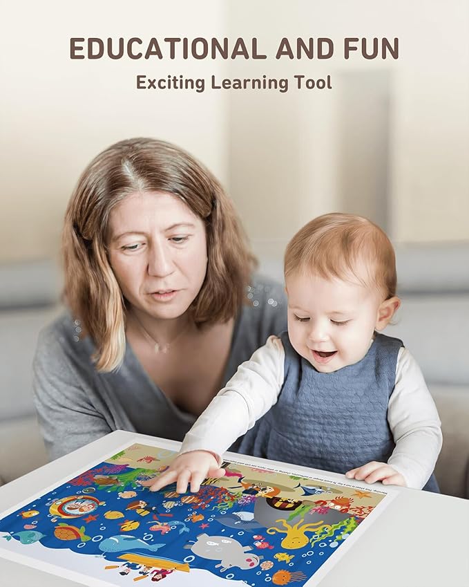 Babebay Disposable Stick-on Placemats 40 Pack for Baby & Kids & Toddler, Sticky Placemats Restaurant Table Mats 12" x 18" (Seabed Scuba)