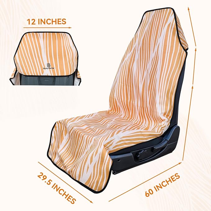 Booty Barrier - Highly Water-Resistant Washable Car Seat Cover for Post-Workout and Kids - Soft, Absorbent, Eco-Friendly Fabric Made from Recycled Water Bottles (Bamboo Peach)