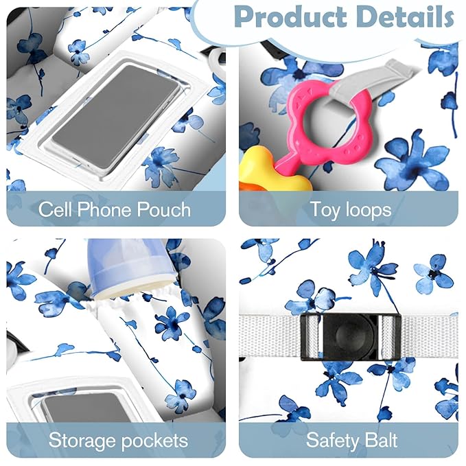 Shopping Cart Cover for Baby Girl Boy 2-in-1 High Chair Water Resistant High Chair Cover Blue Space Rocket Gender Neutral Cart Cover for Babies Padded Grocery Cart Cover for Baby