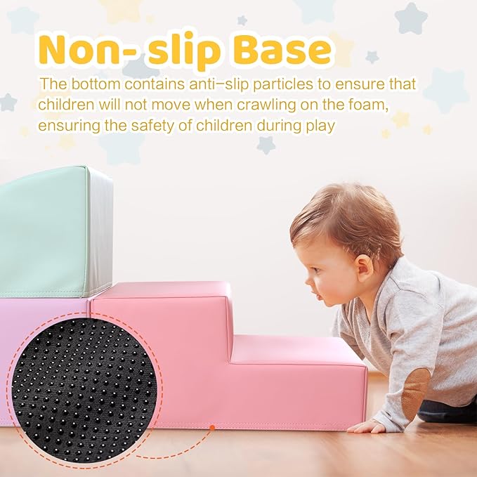 Foam Climbing Blocks for Toddler: with 4-Piece PU Leather Climbing Toys and a Ball Pit - Foam Ball Pit for Toddlers - Climbing Toys Indoor for Kids Crawling (Purple Climbing Blocks)