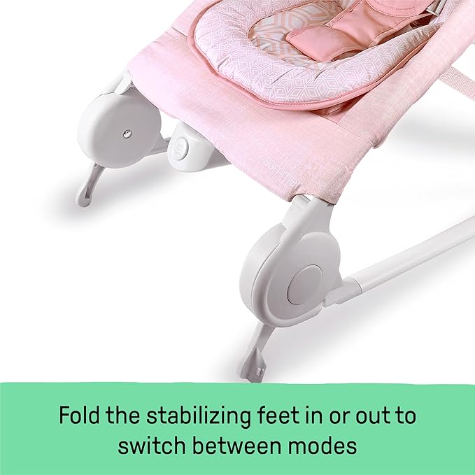 Summer Infant 2-in-1 Bouncer & Rocker Duo (Pink) Convenient and Portable Rocker and Bouncer for Babies Includes Soft Toys and Soothing Vibrations
