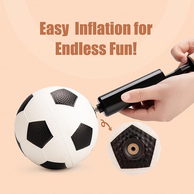 Balls for Toddlers with Pump 4 Pack 5" Small Rubber Playground Balls for Kids - 1 Football, 1 Basketball, 1 Soccer Ball and 1 Dodge Kickball - Indoor Outdoor Toys Gift