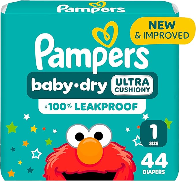 Pampers Diapers - Baby Dry - Size 1, 44 Count, Absorbent Disposable Infant Diaper (Packaging May Vary)