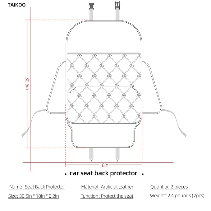 Seat Back Protector + Large Capacity Pocket Storage Organizer,Preventing The Impact of Children Stepping on The Seat Backrest (Style B-Beige)