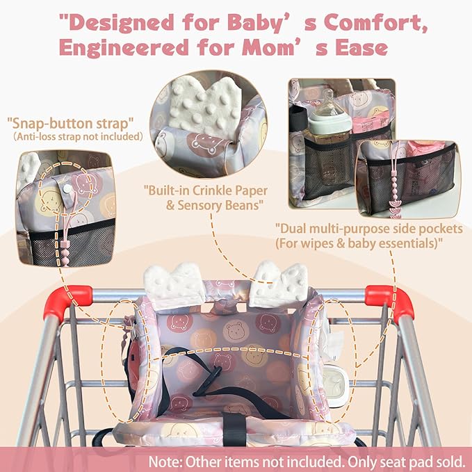 Premium Baby Shopping Cart Cover & High Chair Seat Protector - Universal Fit for Grocery Carts, Restaurant Chairs，Restaurant Seats, and Park Swings-Girl & Boy（Little Bear）