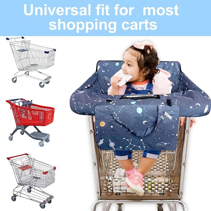 Grey Shopping Cart Cover for Baby 2-in-1 High Chair Cover with Safety Harness Multifunctional Dog Pattern Cart Covers for Babies Soft Padded Grocery Cart Cover for Baby Boy Girl