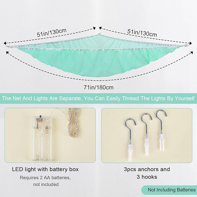 Unicorn Castle Stuffed Animals Net or Hammock Kids Toy Storage Organizer with LED Light Hanging Corner Stuffed Animals Holder Kids Girls Room Decor (Pack of 1)