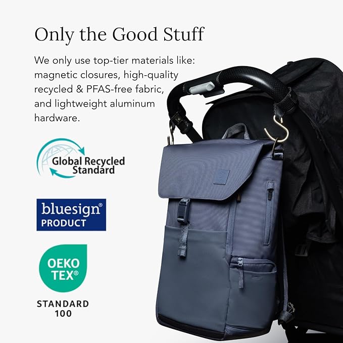 Huhu Diaper Bag Backpack – Large Baby Bag for Moms & Dads – Water-Resistant, Unisex Travel Kit for New Parents – Includes Changing Pad and 2 Organizer Pouches (Dusky Blue)