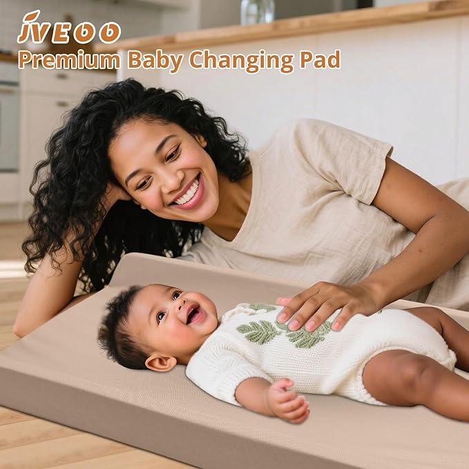 Vegan Leather Baby Changing Pad, Waterproof & Wipeable Soft Diaper Changing Mat 32“ x 16.6" Comfortable Infant Changing Station for Dresser & Table