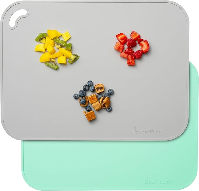 UpwardBaby Silicone Placemats for Toddlers - Suction Baby Placemat for Restaurants & Home - Set of 2 - Kids Placemat for Dining Table-Washable Wipeable Nonslip BPA-Free Placemats for Kids