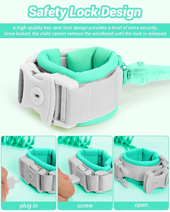 Anti Lost Wrist Link, 2 Pack Toddler Safety Leash with Key Lock, Reflective Child Walking Harness - Dual 8.2ft Length Kids Leash for Supermarket Mall Airport Park Zoo Crowded Places