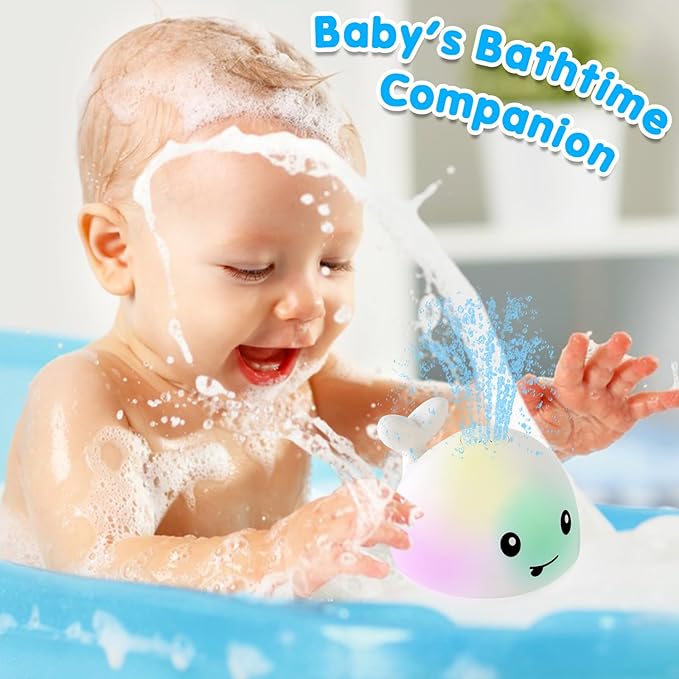 Baby Bath Toys, Toddler Bath Toys for Kids Ages 1-3, Light Up Whale Bath Toy Sprinkler Infant Baby Toys 6-12-18 Month Bathtub Fountain Toy, Toddler Christmas Stocking Stuffers 1 2 3 Year Boy Girl Gift