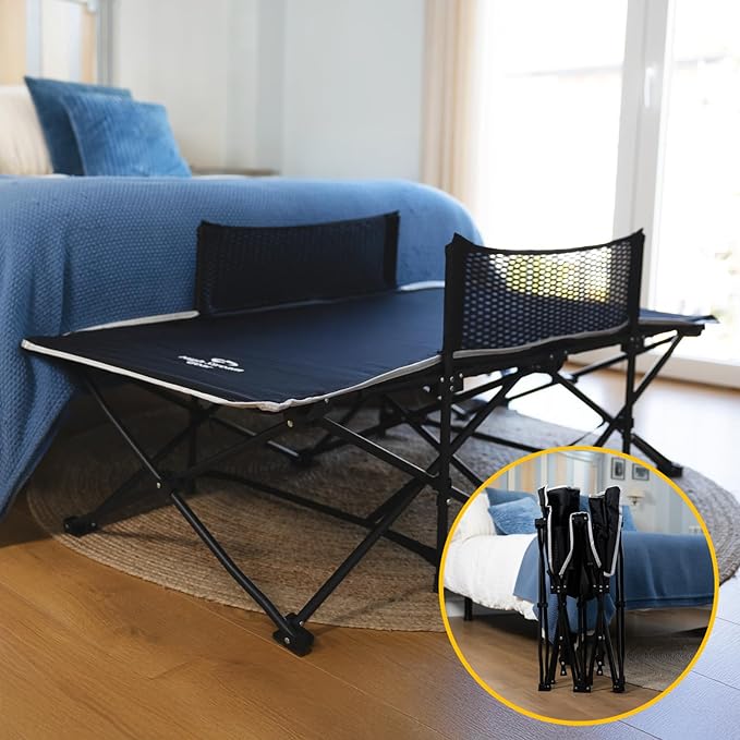 Toddler Cot Bed: Kids Travel Camping and Portable Folding Cot, Great for Outdoors and Young Guests at Home. Comfortable Sleeping Bed Easy to Store and Use (White)