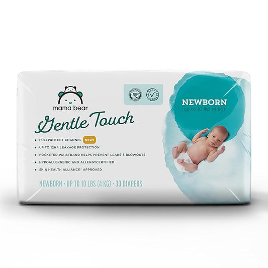 Amazon Brand - Mama Bear Gentle Touch Diapers, Size Newborn, 30 Count