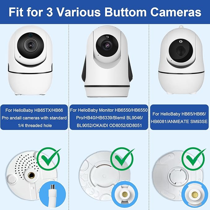 Flexible Baby Monitor Mount for HelloBaby HB6550/HB65/HB66/HB248, ANMEATE SM935E Baby Camera Mount Adjustable Clip Clamp Mount Long Gooseneck Arm,Baby Monitors Holder No Tools or Wall Damage(8 inches)