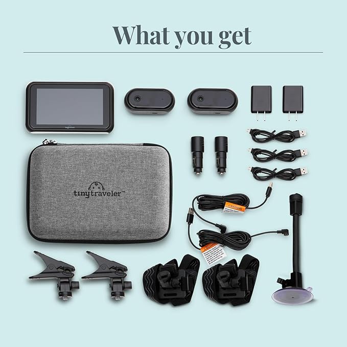 Tiny Traveler Baby Car Camera for 2 Kids, 5” Touch Screen Baby Car Monitor, No WiFi Baby Camera for Car Home Travel Roadtrip – Rear-Facing Car Seat Monitor Night Vision Baby Reminder Alert - Black