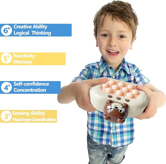 Pop The Target! Handheld Speed Push Game Machine: A Fun Multiplayer Game for Family. Sensory Fidget Toy Christmas Toys Gifts for 6 7 8 9 10 11 12 Years Old Kids Road Trip Car Games Kids Bear